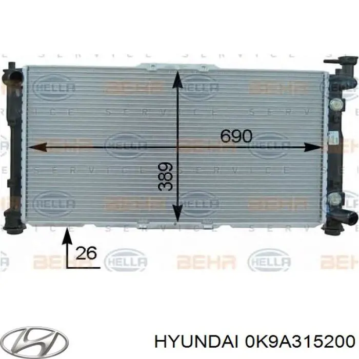 0K9A315200 Hyundai/Kia radiador refrigeración del motor