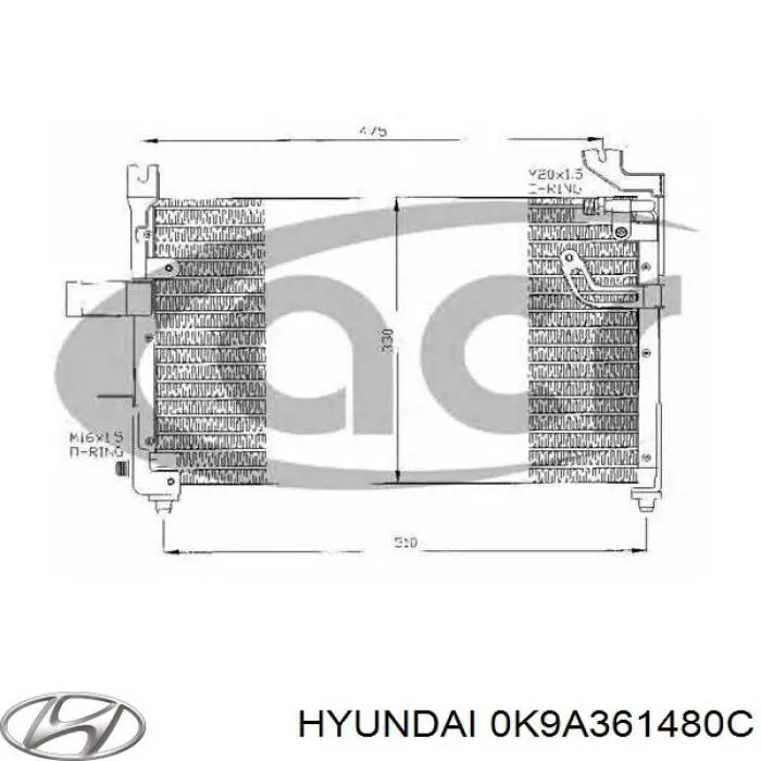 0K9A361480B Hyundai/Kia condensador aire acondicionado