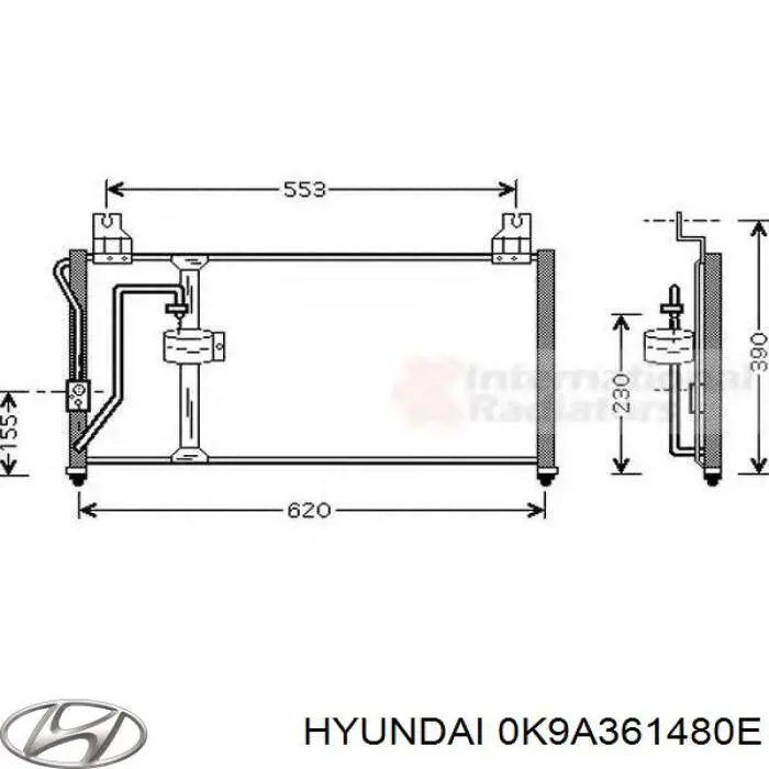 0K9A361480E Hyundai/Kia condensador aire acondicionado