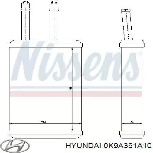 0K9A361A10 Hyundai/Kia radiador de calefacción