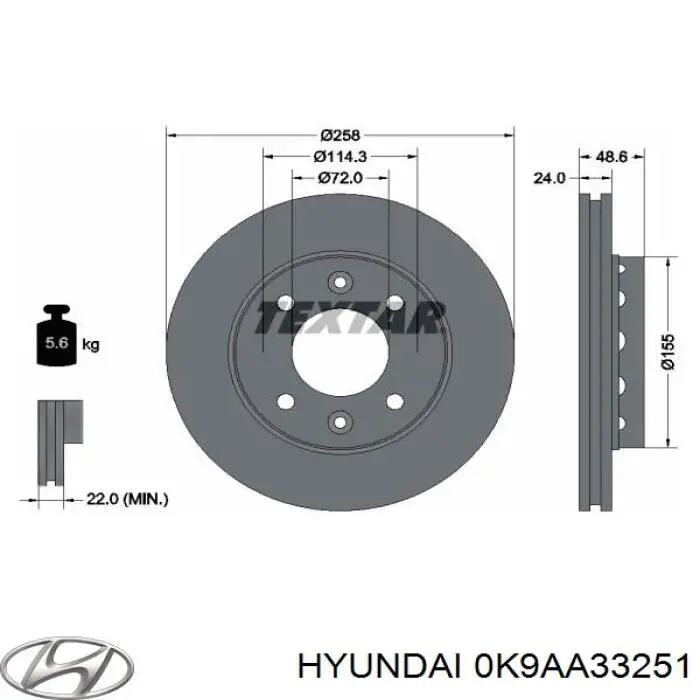 Comprar 0K9AA33251 Hyundai/Kia Freno de disco delantero