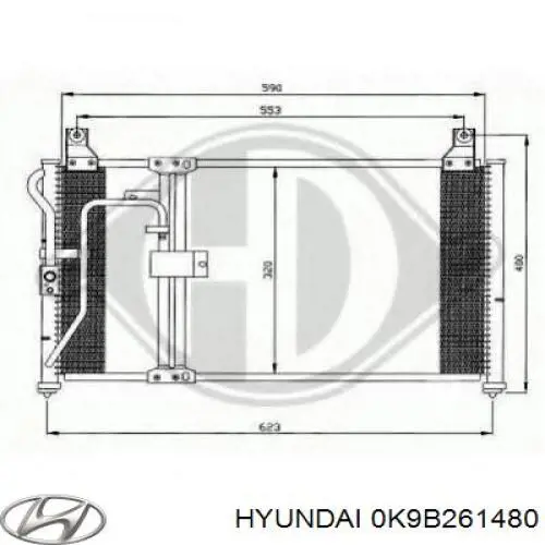 0K9B261480 Hyundai/Kia condensador aire acondicionado