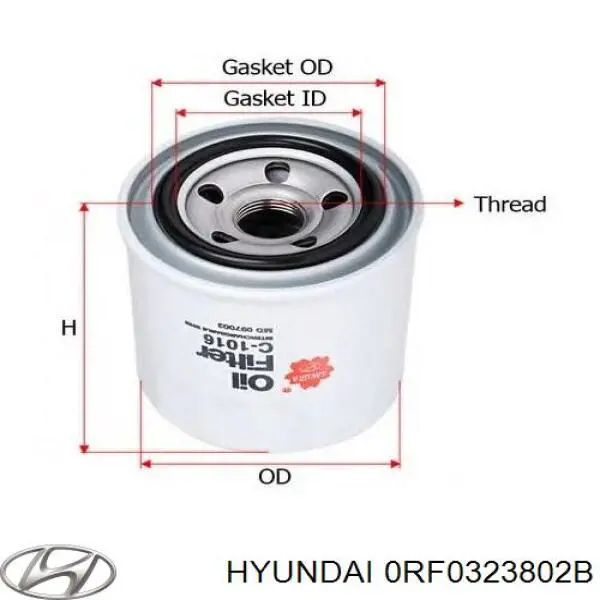 0RF0323802B Hyundai/Kia filtro de aceite