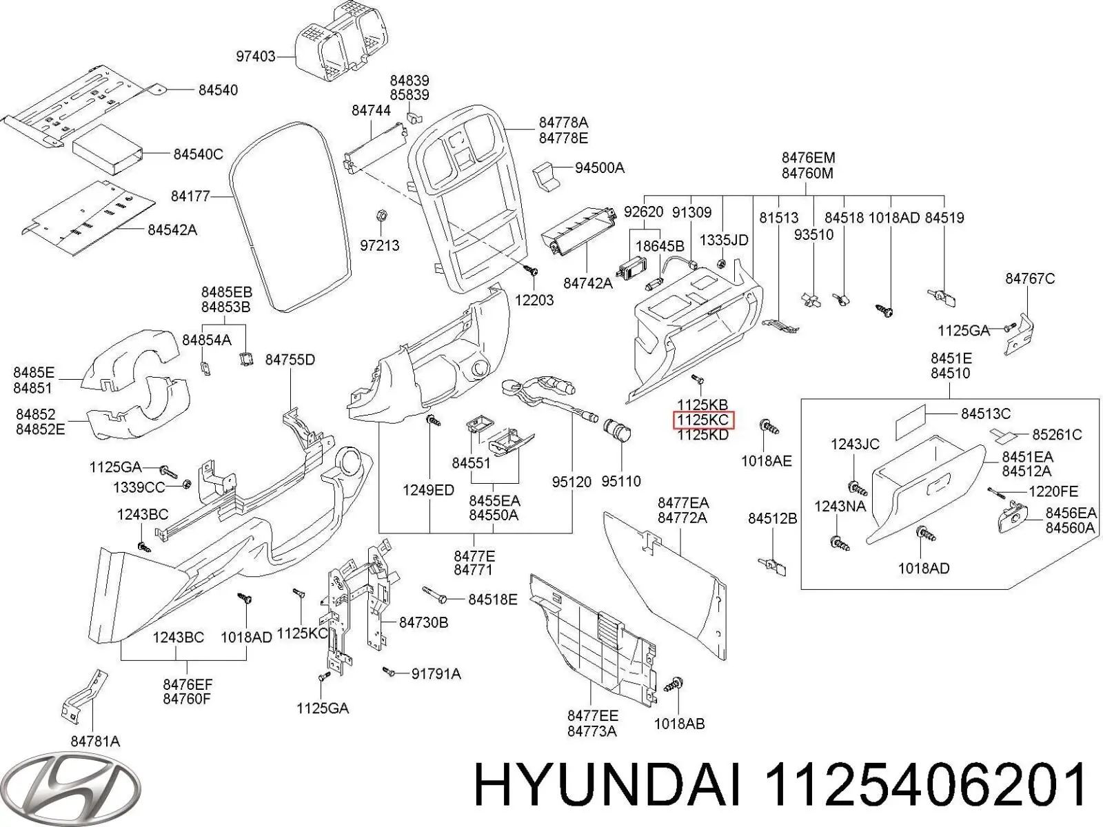 1125306201 Hyundai/Kia tornillo (tuerca de sujeción)