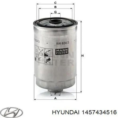 Comprar 1457434516 Hyundai/Kia Filtro diesel
