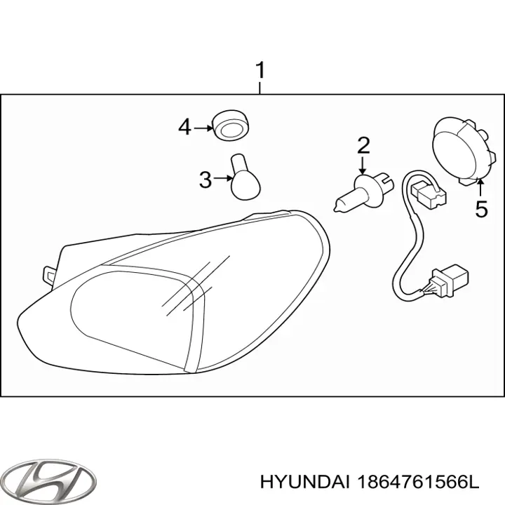 Bombilla halógena, luz alta/baja S1864761566L Hyundai/Kia