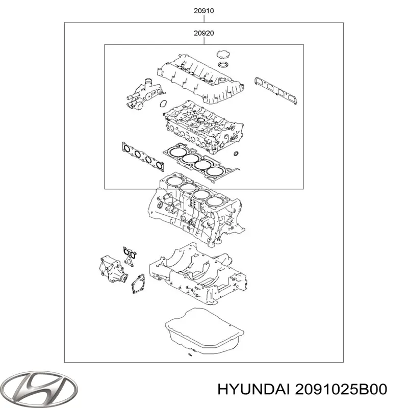 2091025B00A Hyundai/Kia juego de juntas de motor, completo