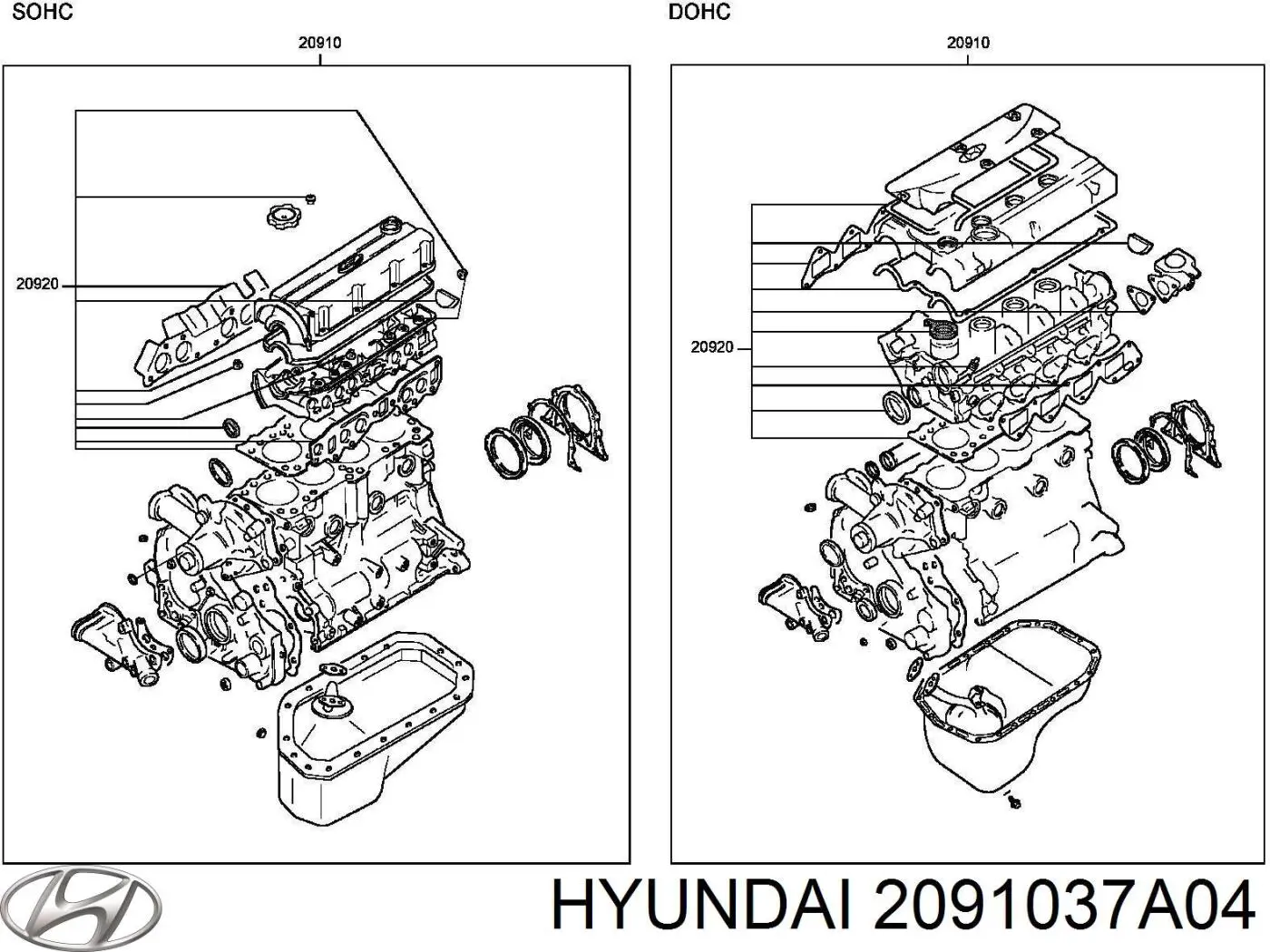 2091037A01 Hyundai/Kia juego de juntas de motor, completo