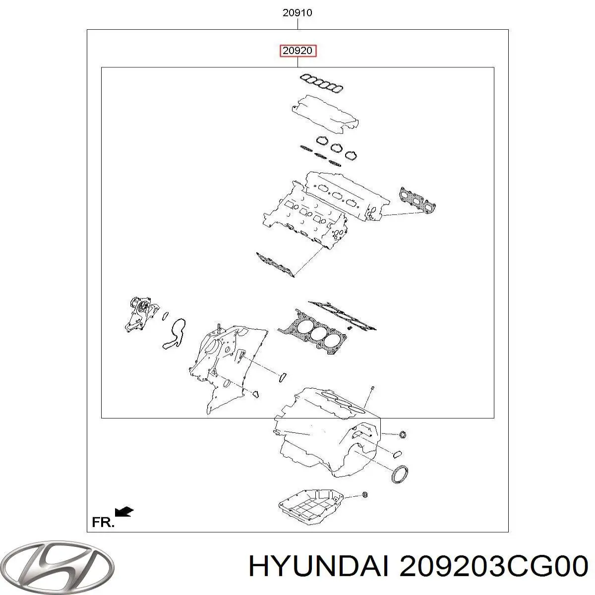 209203CG00 Hyundai/Kia juego de juntas de motor, completo, superior