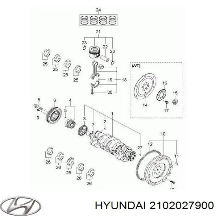 HCJA081S Parts-Mall Juego de cojinetes de cigüeñal, estándar, STD