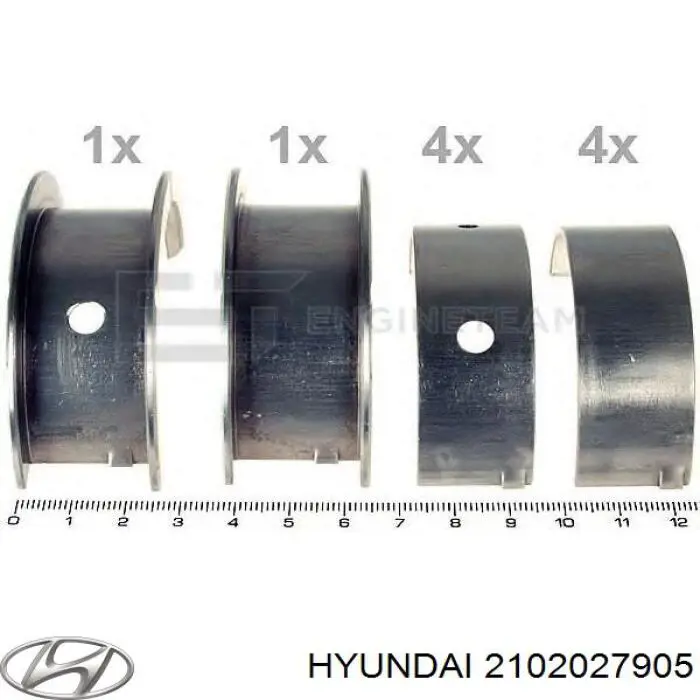 Juego de cojinetes de cigüeñal, estándar, STD 2102027905 Hyundai/Kia