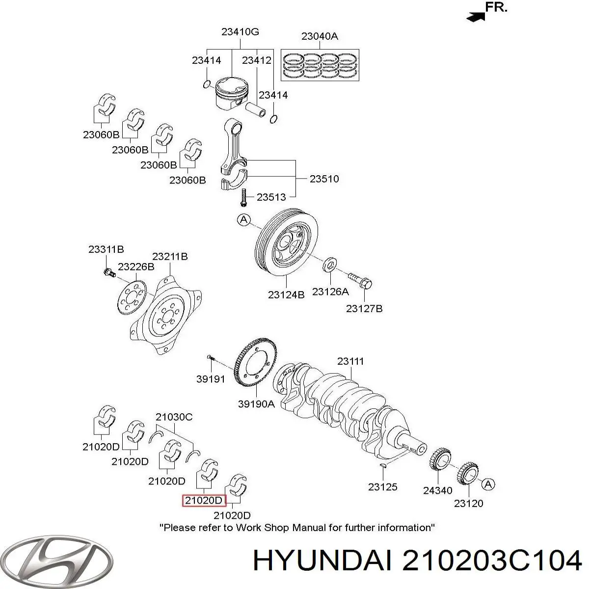 210203C104 Hyundai/Kia juego de cojinetes de cigüeñal, estándar, (std)