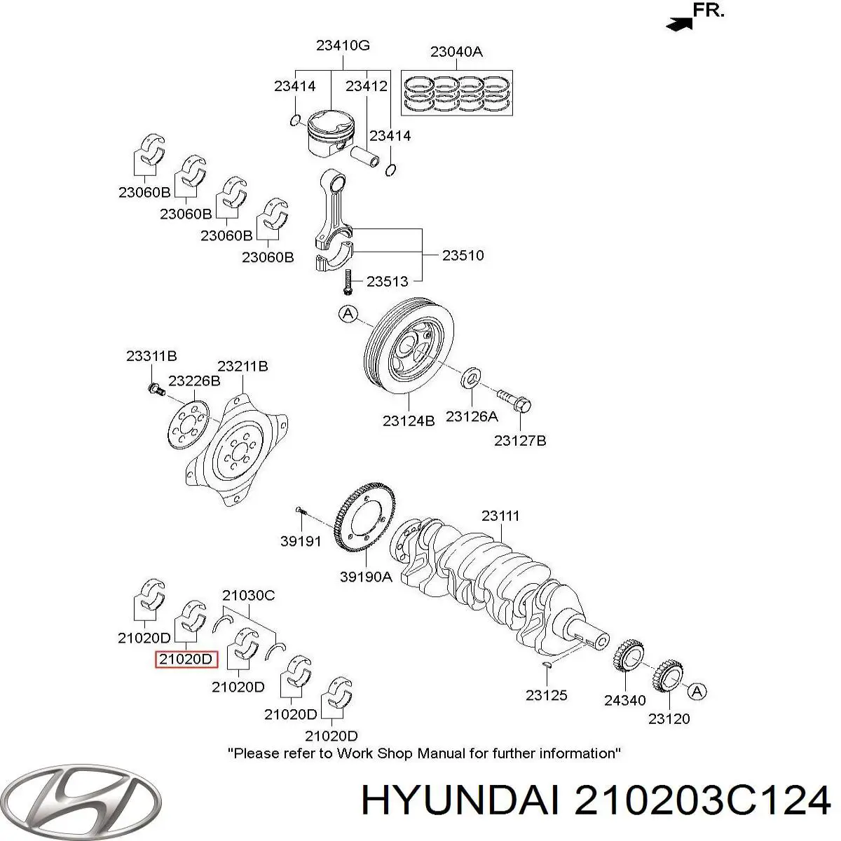 210203C320 Hyundai/Kia juego de cojinetes de cigüeñal, estándar, (std)