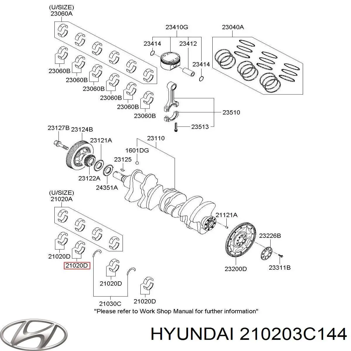 210203C340 Hyundai/Kia juego de cojinetes de cigüeñal, estándar, (std)