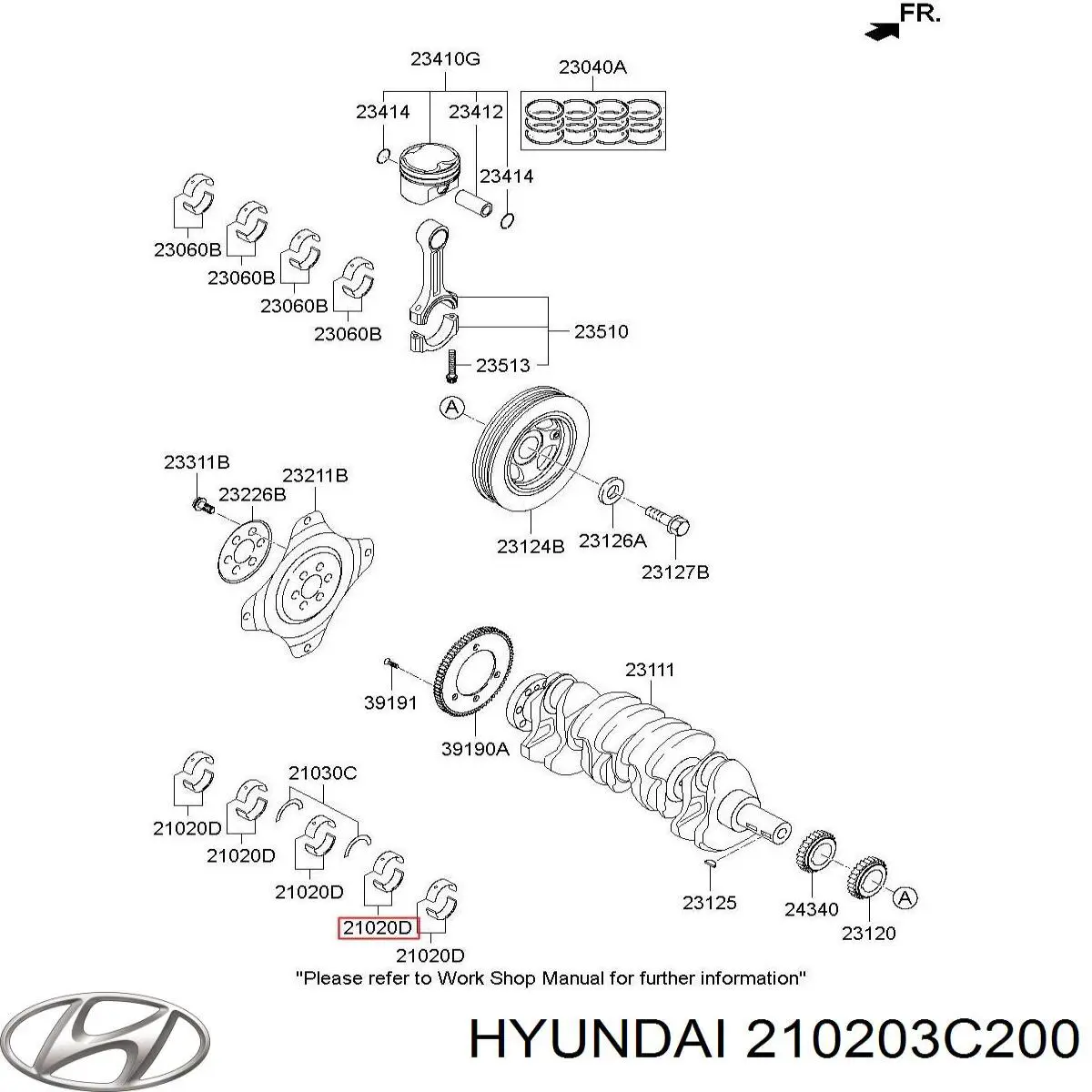 210203C200 Hyundai/Kia juego de cojinetes de cigüeñal, estándar, (std)