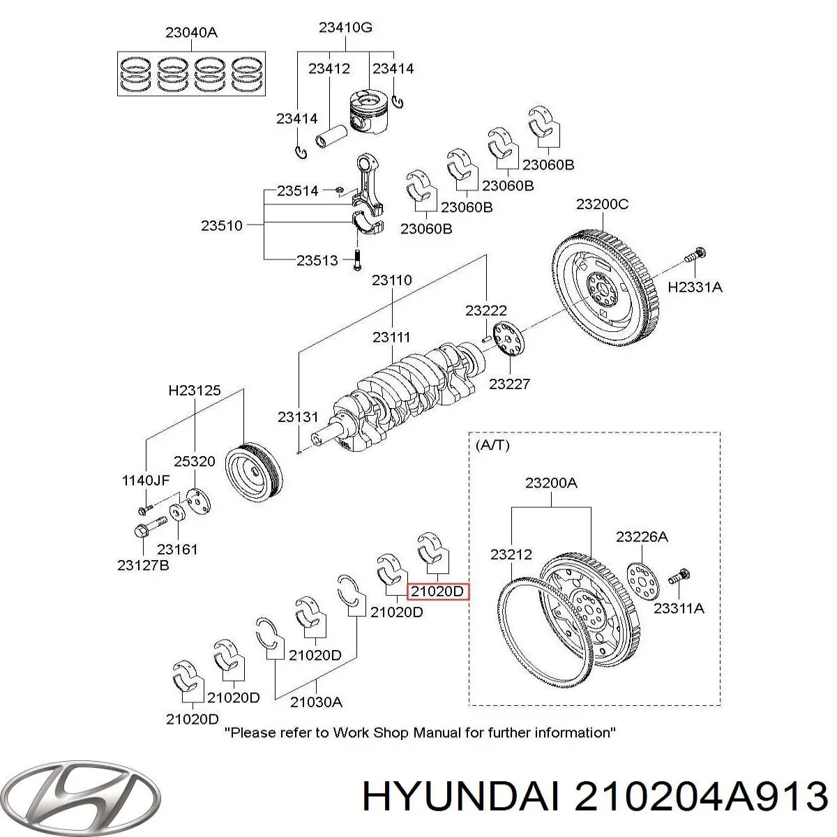 210204A933 Hyundai/Kia juego de cojinetes de cigüeñal, estándar, (std)