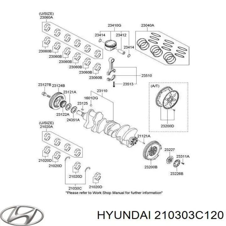 210303C120 Hyundai/Kia juego de discos distanciador, cigüeñal, std.