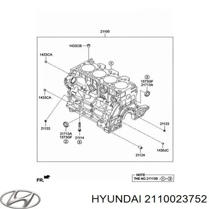 2110023752 Hyundai/Kia Bloque de cilindros del motor