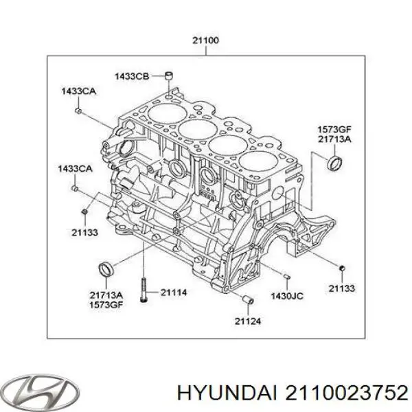Bloque de cilindros del motor Hyundai/Kia 2110023752 precio, desde 373,16 EUR