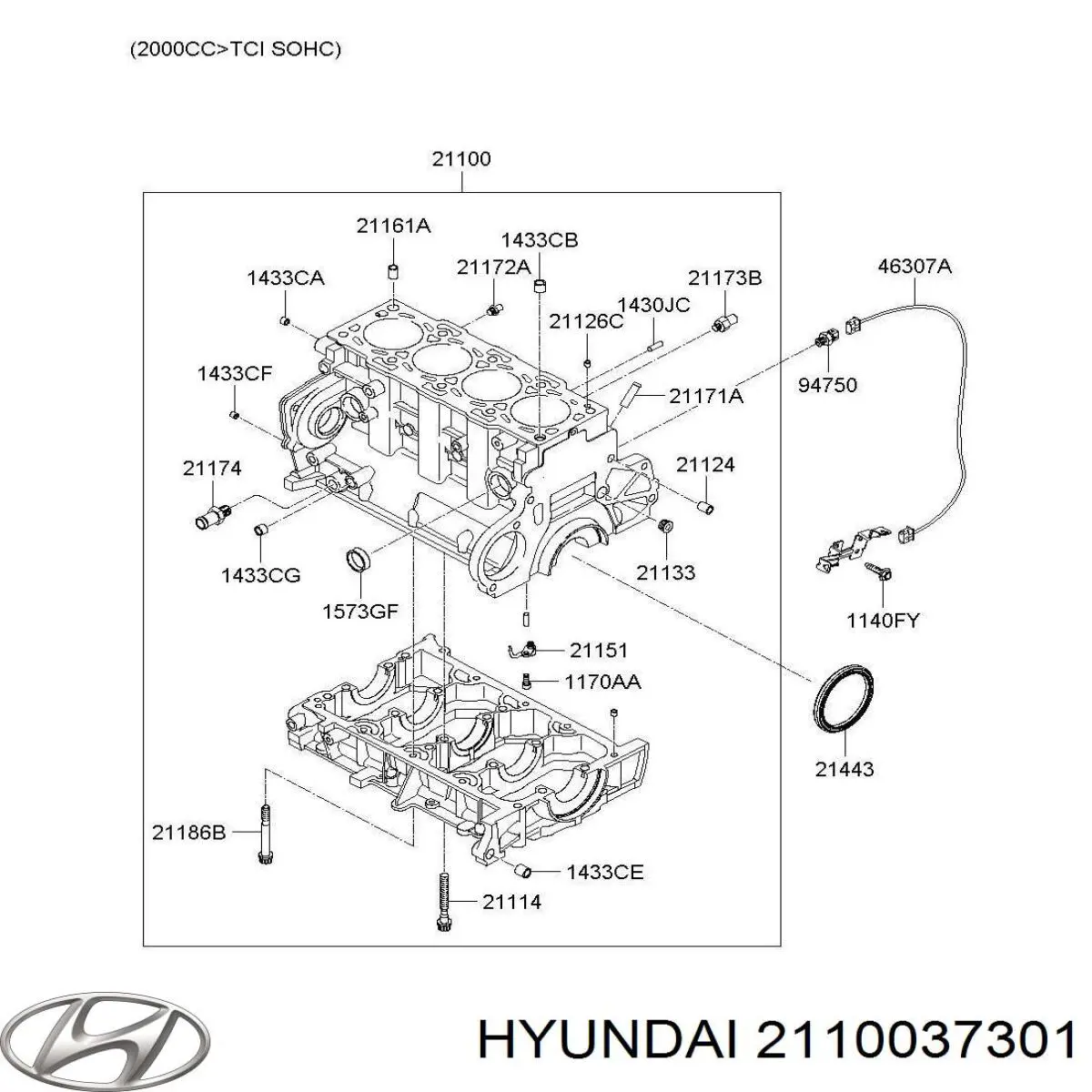 2110037300 Hyundai/Kia bloque motor