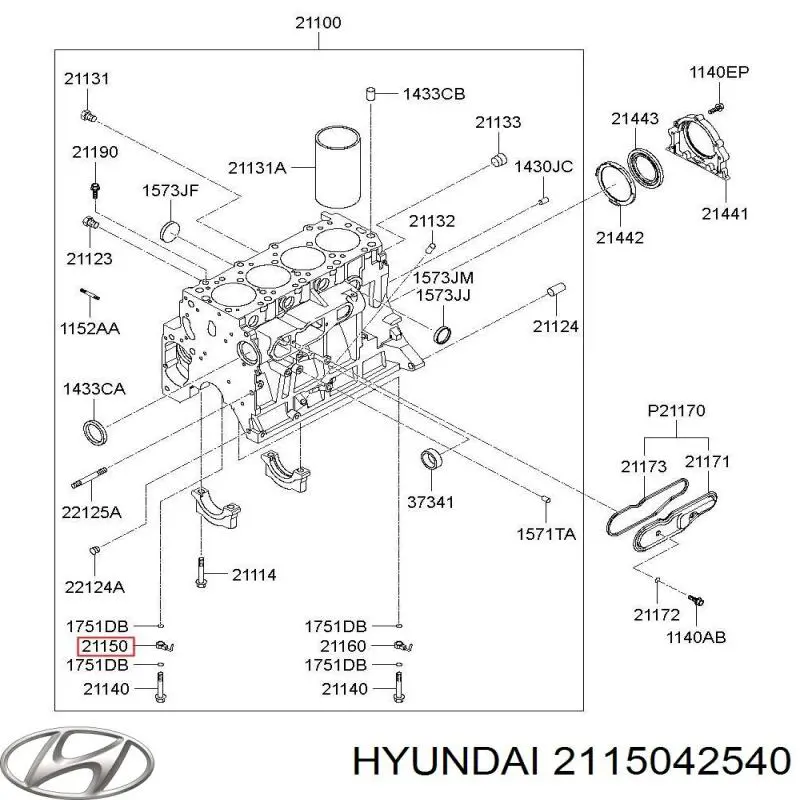 2115042541 Hyundai/Kia boquilla de aceite