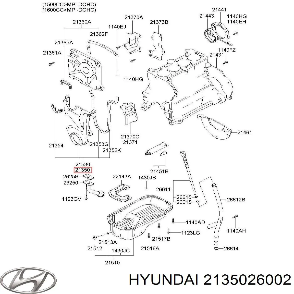 Cubierta inferior de la correa de distribución Hyundai/Kia 2135026002 precio, desde 15,14 EUR