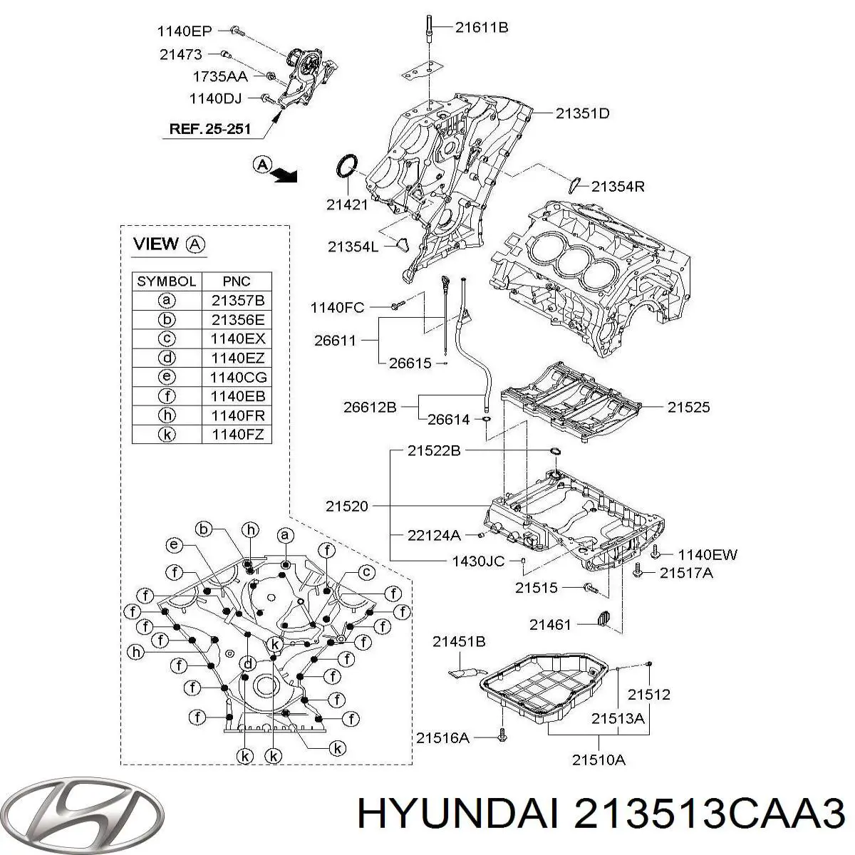 213513CAA3 Hyundai/Kia cubierta motor delantera