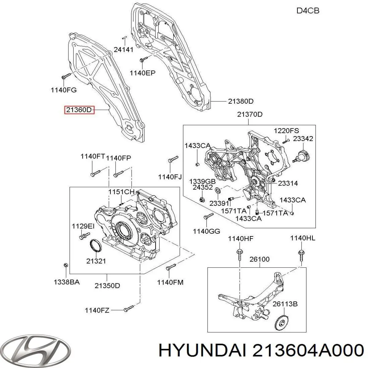 213604A000 Hyundai/Kia Cubierta superior de la correa de distribución