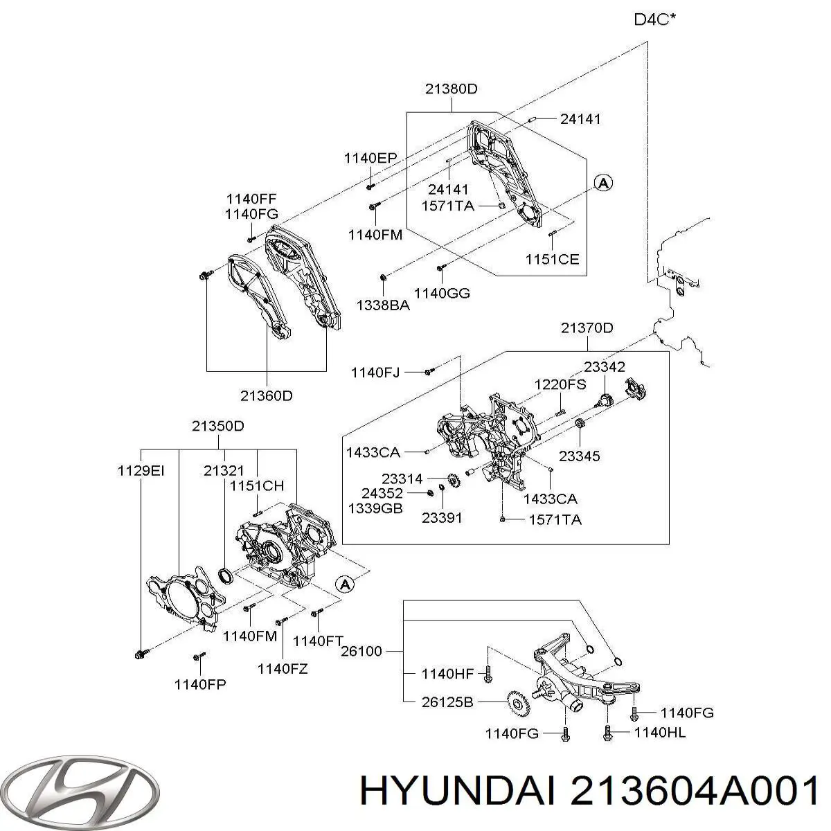 213604A001 Hyundai/Kia Cubierta superior de la correa de distribución