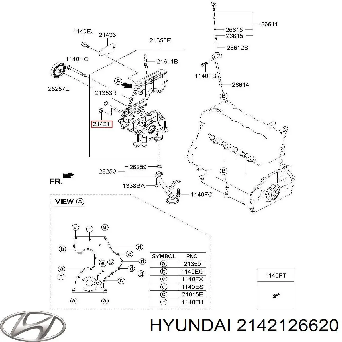 2142126620 Hyundai/Kia anillo retén, cigüeñal frontal