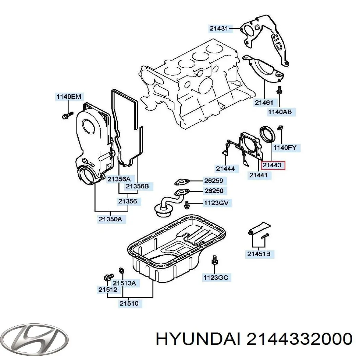 21443-32000 Hyundai/Kia anillo retén, cigüeñal