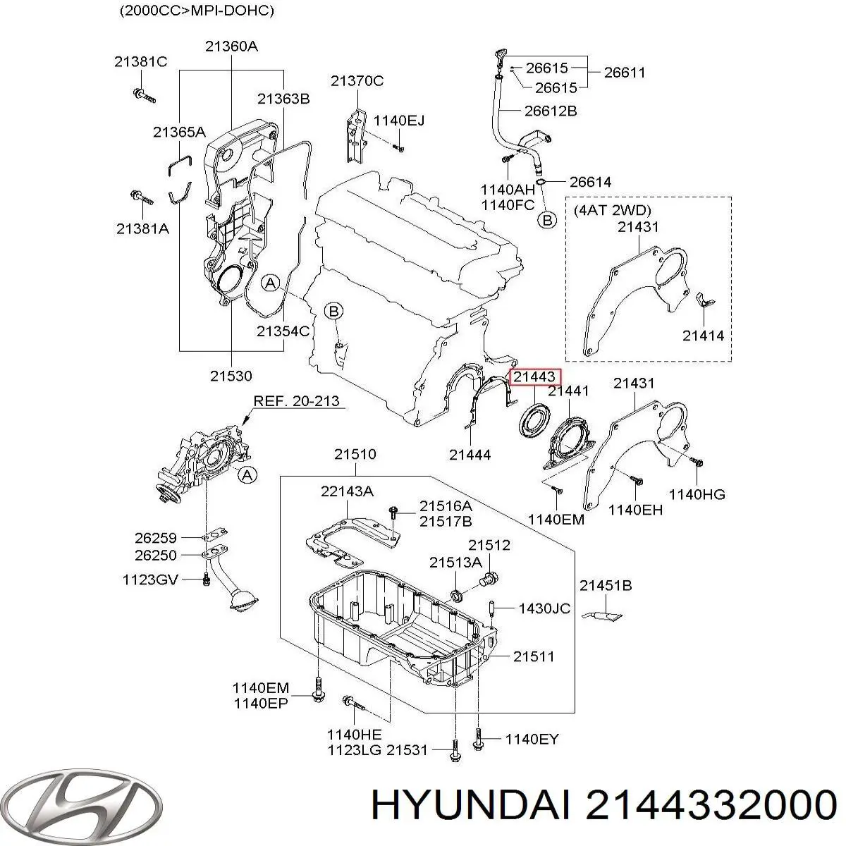 Comprar 2144332000 Hyundai/Kia Retén de cigüeñal