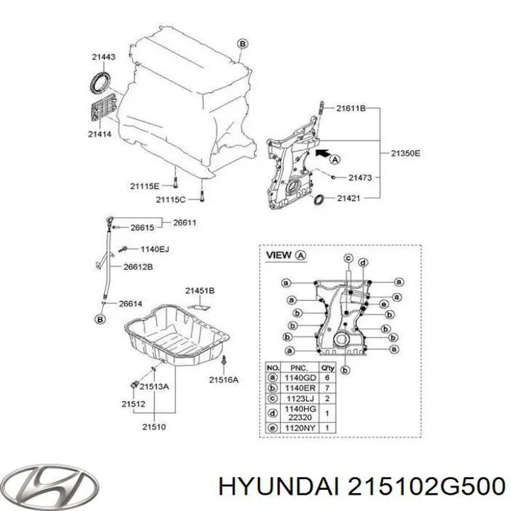 215102G500 Hyundai/Kia cárter de aceite