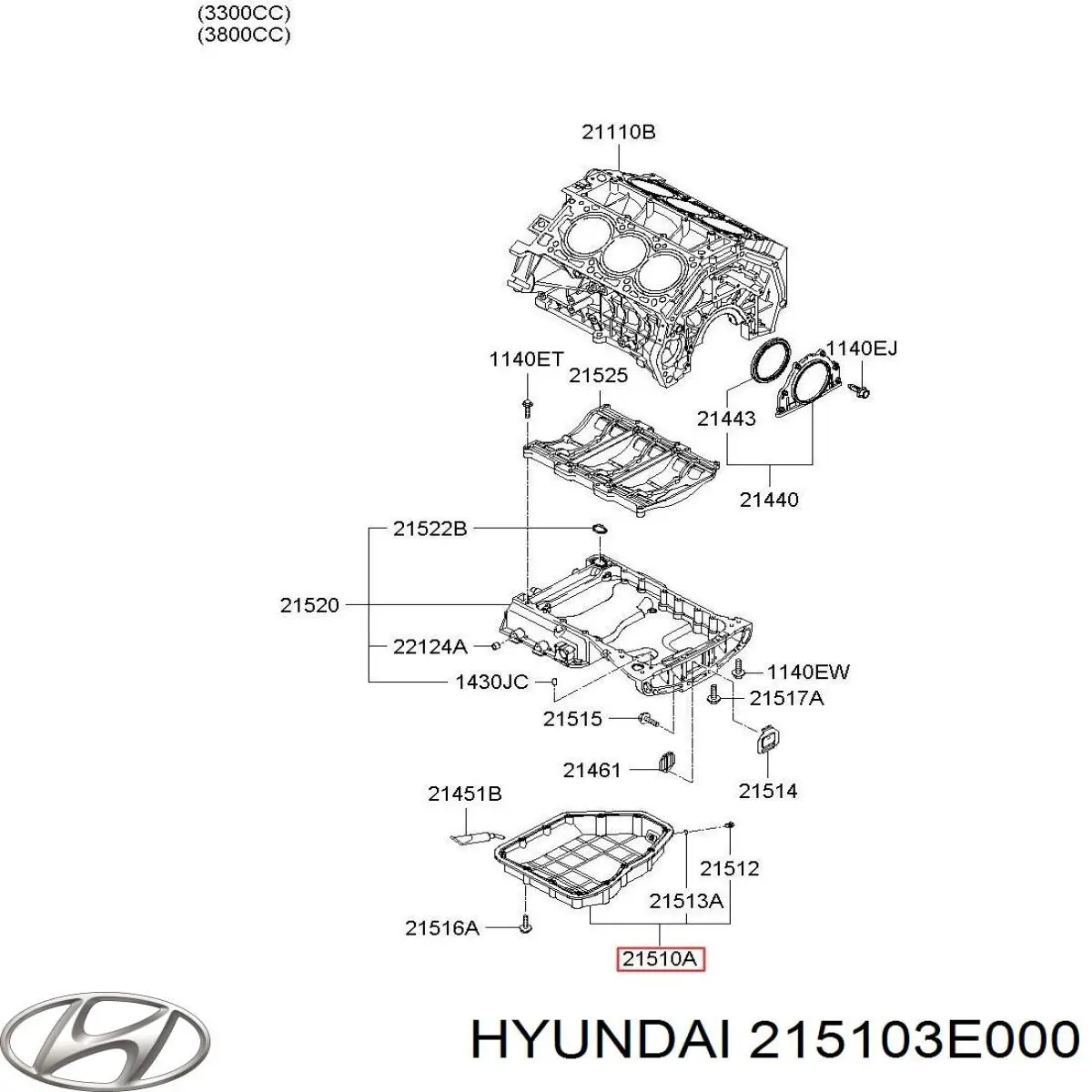 Comprar 215103E000 Hyundai/Kia Cárter de aceite del motor