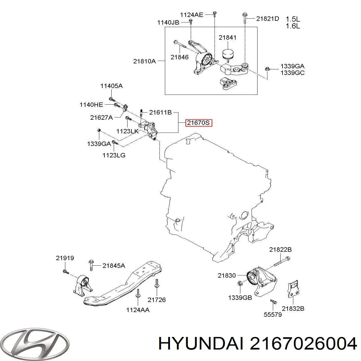 2167026004 Hyundai/Kia soporte para taco de motor derecho