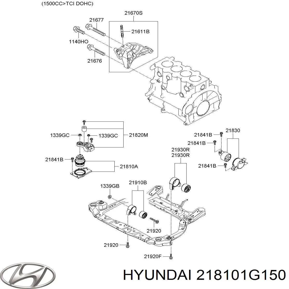 218101G150 Hyundai/Kia soporte de motor derecho