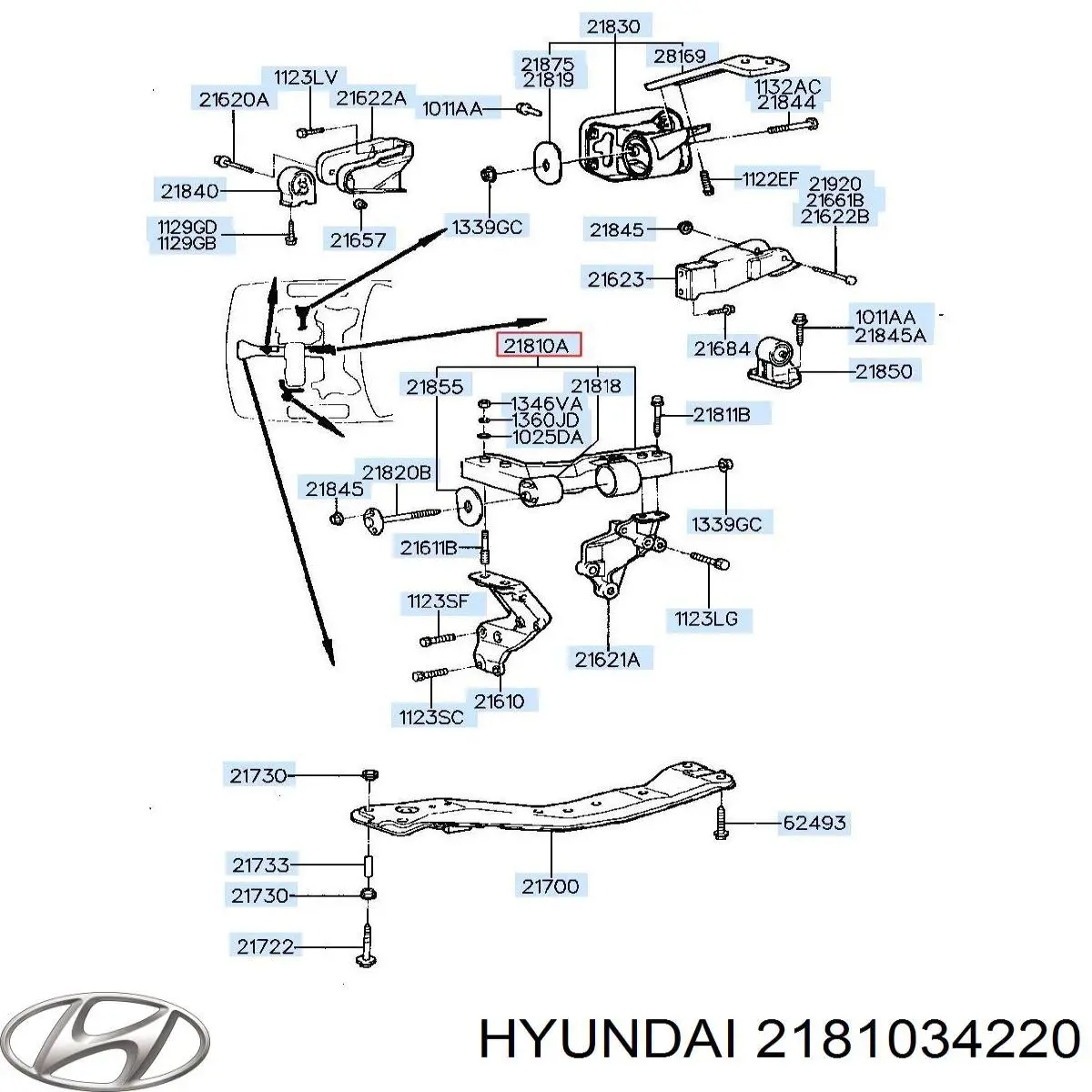 2181034220 Hyundai/Kia soporte motor izquierdo