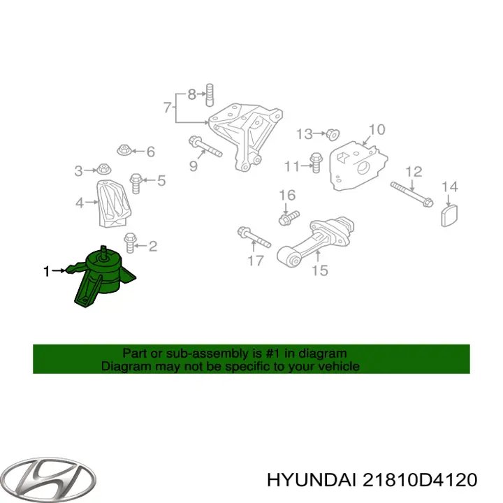 21810D4120 Hyundai/Kia soporte de motor derecho