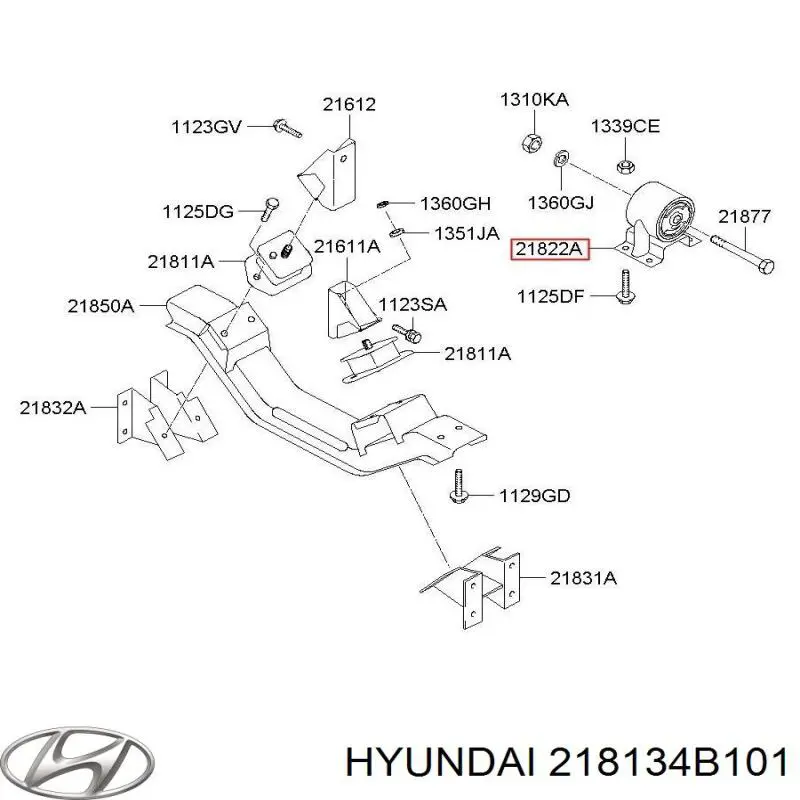 218134B101 Hyundai/Kia montaje de transmision (montaje de caja de cambios)