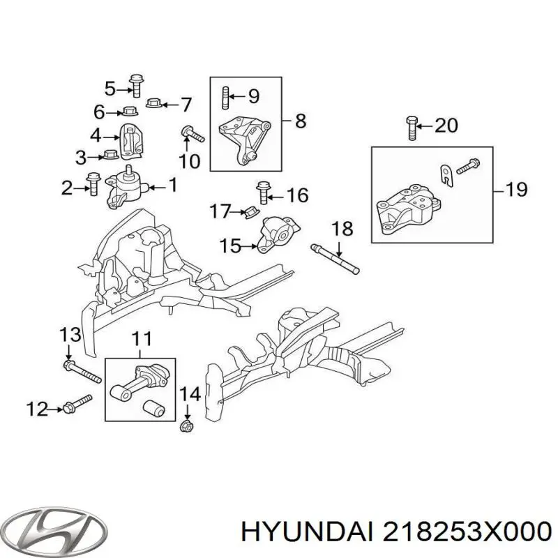 218253X000 Hyundai/Kia soporte para taco de motor derecho