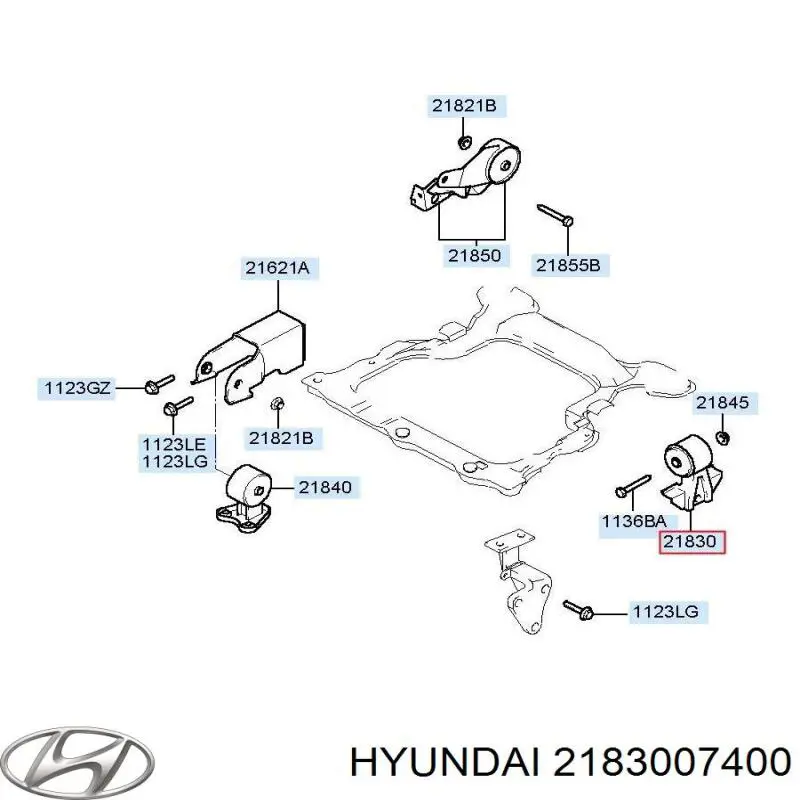 2183007400 Hyundai/Kia montaje de transmision (montaje de caja de cambios)