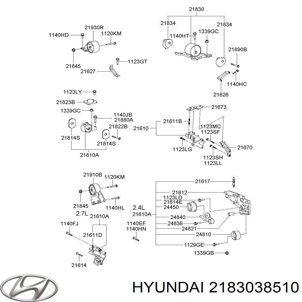 2183038510 Hyundai/Kia soporte motor izquierdo