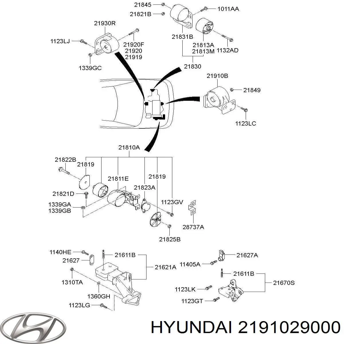 2191029000 Hyundai/Kia soporte motor delantero