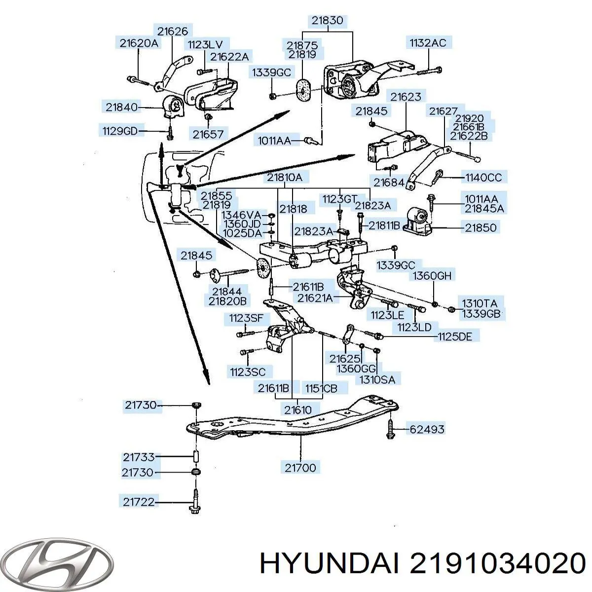 2191034020 Hyundai/Kia soporte motor delantero