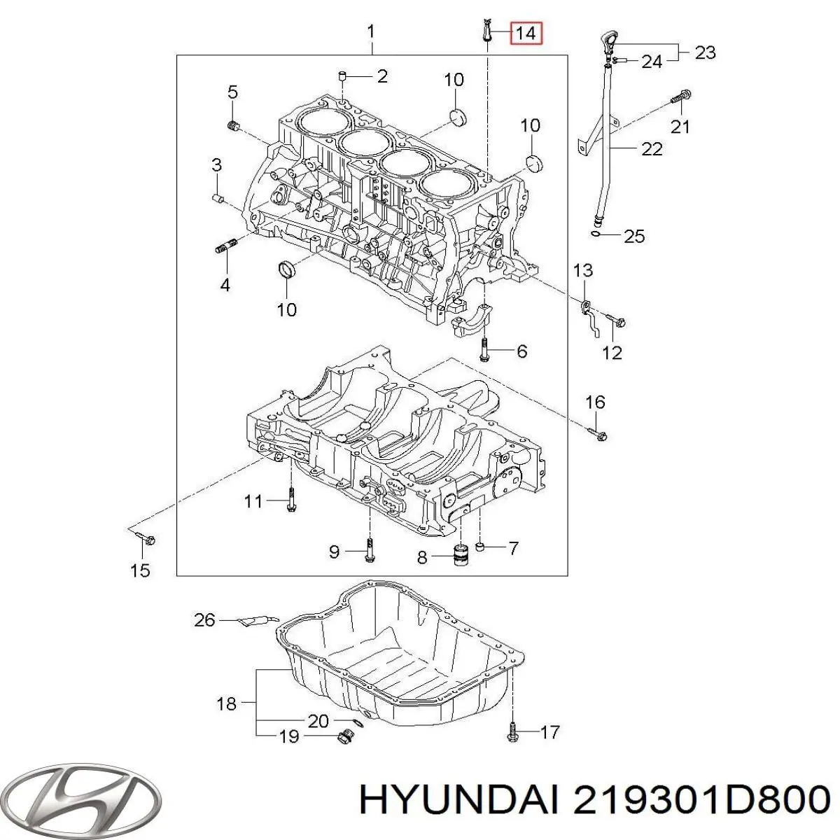 219301D800 Hyundai/Kia Taco de motor