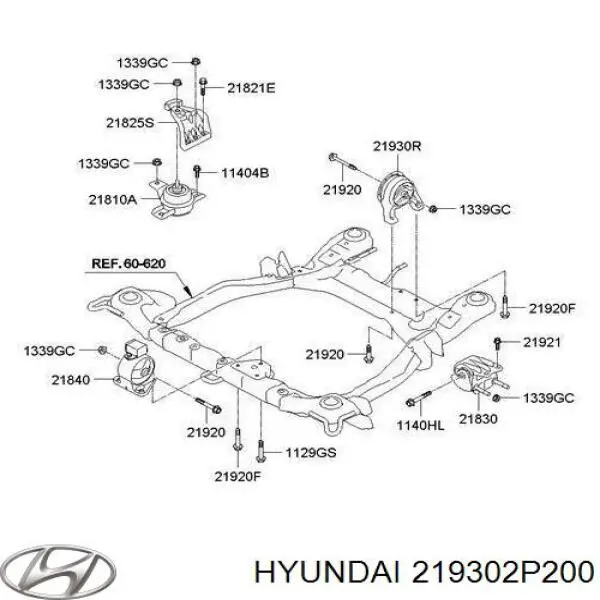 219302P000 Hyundai/Kia soporte de motor trasero