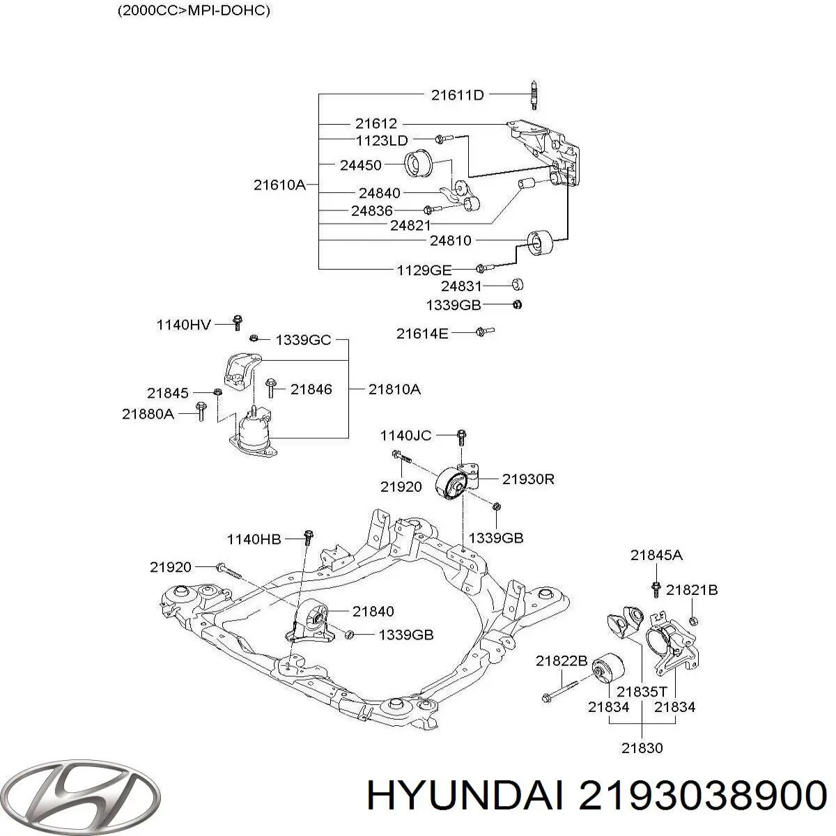 Soporte de motor trasero 2193038900 Hyundai/Kia