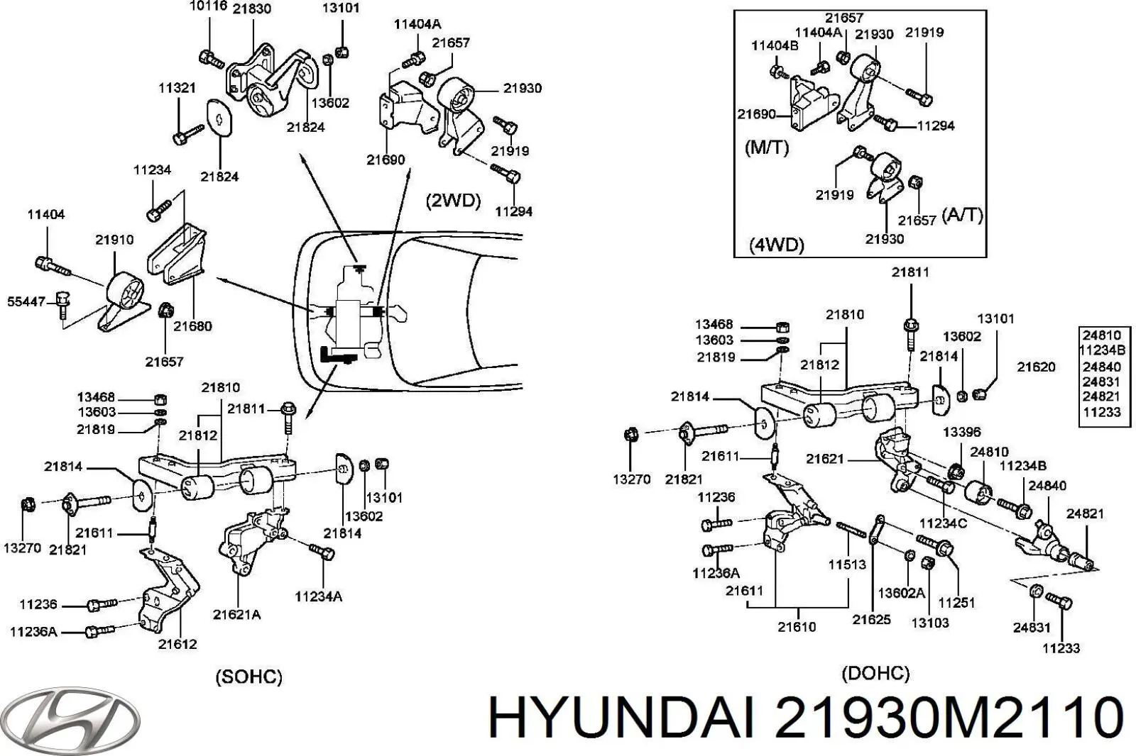 Soporte de motor trasero para Hyundai Santamo 