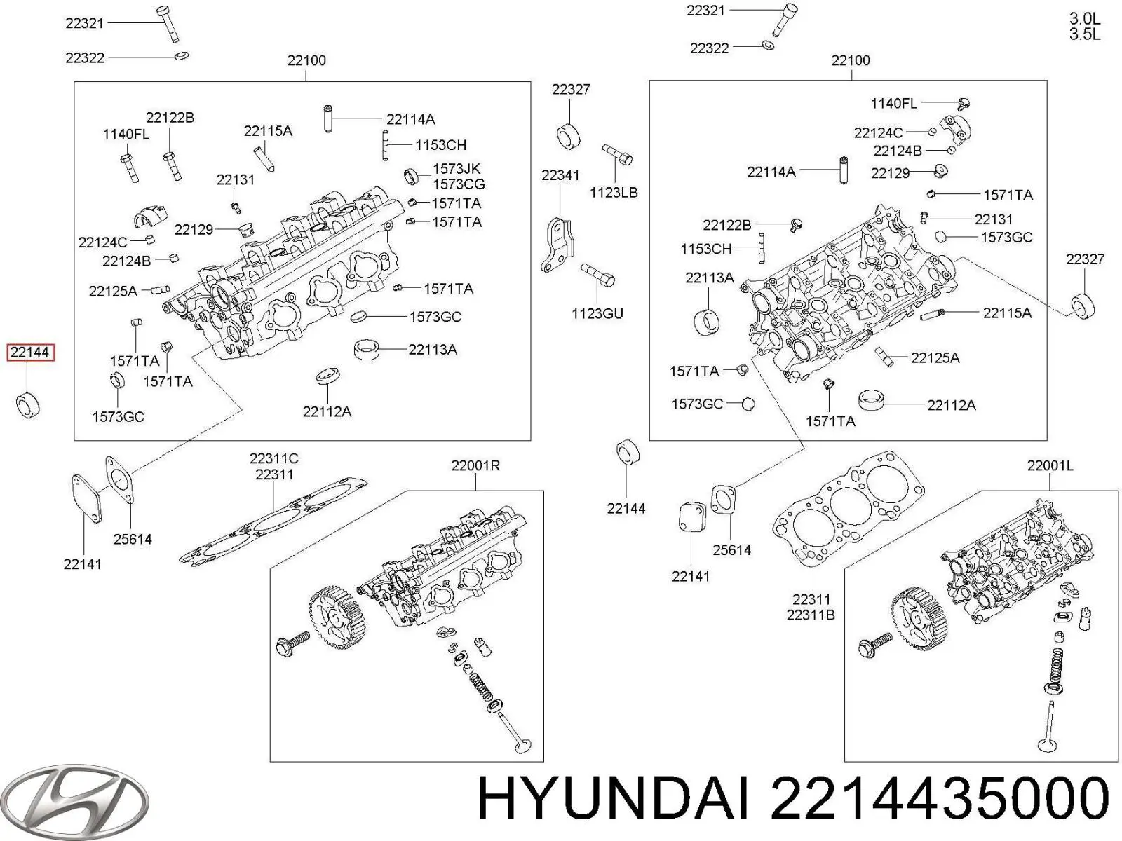 Retén, árbol de levas 2214435000 Hyundai/Kia