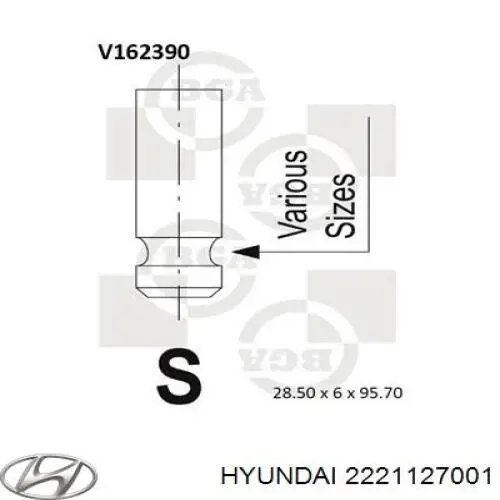 Válvula de admisión Hyundai/Kia 2221127001 precio, desde 8,80 EUR